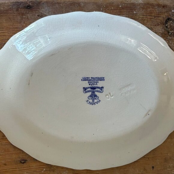 Mason's Vista Ironstone Blue and White Oval Serving Platter, Vista - Picture 4 of 4